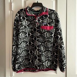 VTG Patagonia Synchilla Ikat Big Fish Snap Fleece Woman’s Pullover Sz Large RARE